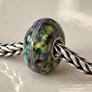 TROLLBEADS Authentic Troll Stone LAA 925S Green Purple Yellow Teal Confetti